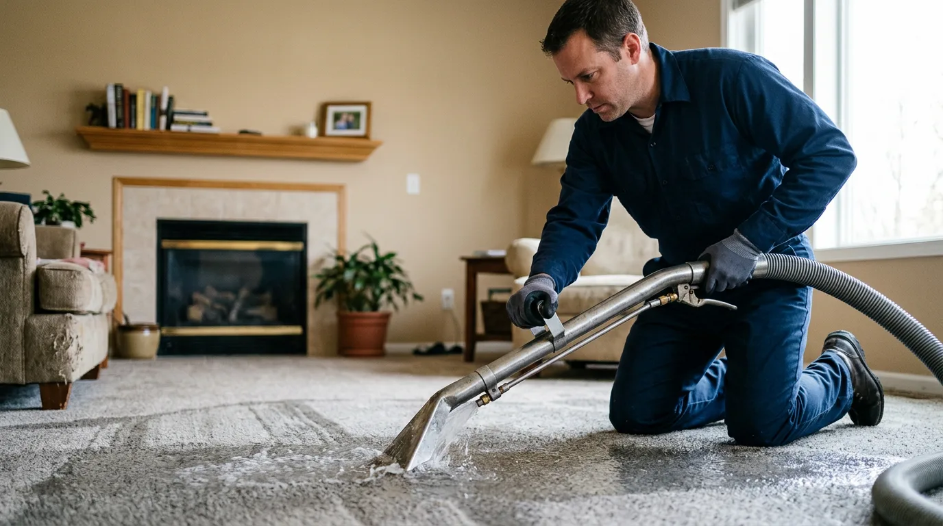 Water damage restoration technician working near Dimondale, MI